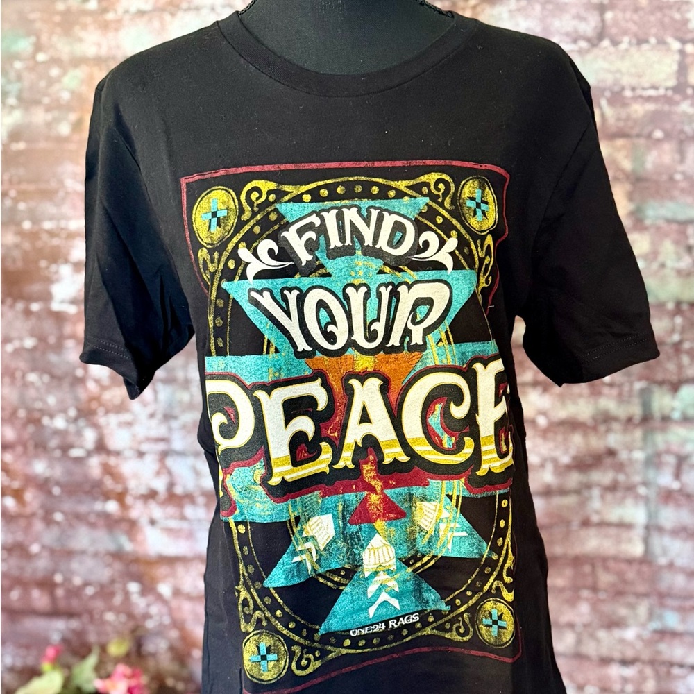 Bella Canvas Black 'Find Your Peace' Graphic Tee with Multicolor Print